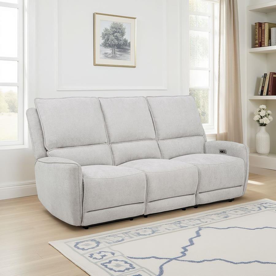 Sylmar - Chenille Upholstered Power Reclining Sofa - Dove Gray Reclining Sofas by Coaster Fine Furniture - Walls Furniture & Mattress