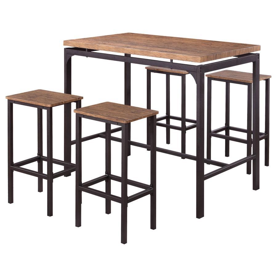 Santana - 5 Piece Pub Height Bar Table Set - Weathered Chestnut 5 Piece Dining Room Sets by CoasterEveryday - Walls Furniture & Mattress
