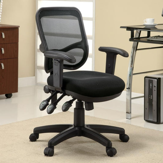 Rollo - Upholstered Adjustable Ergonomic Office Chair - Black Swivel Chairs by CoasterEssence - Walls Furniture & Mattress