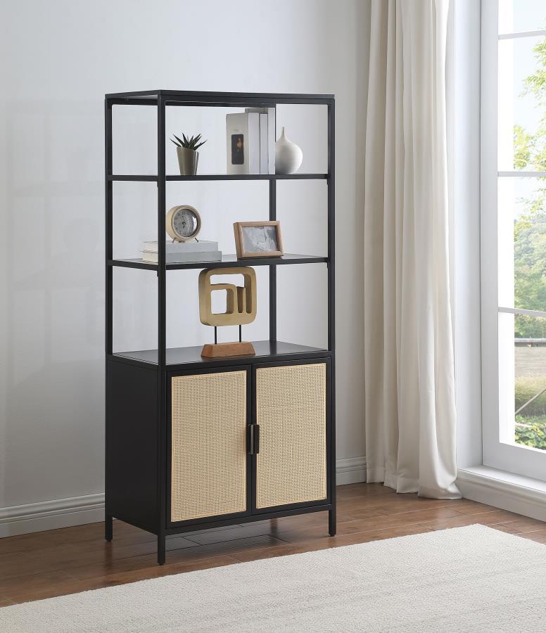 Amherst - 3 - Shelf Radio Weave Cane Metal Accent Cabinet Accent Cabinets by Coaster Fine Furniture - Walls Furniture & Mattress