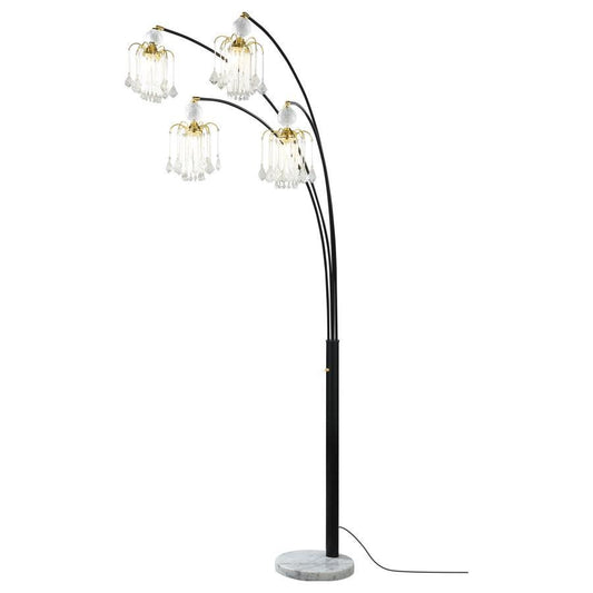 Maisel - Hanging Crystal Arc Tree Floor Lamp - Black Floor Lamps by CoasterEssence - Walls Furniture & Mattress