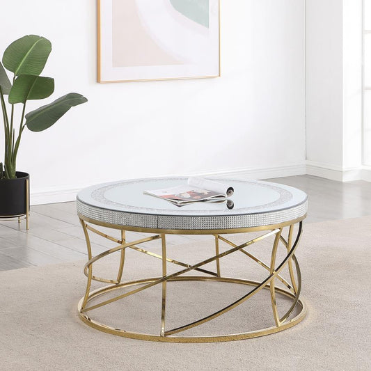 Elise - Round Mirror Top Stainless Steel Coffee Table - Gold Coffee Tables by CoasterEveryday - Walls Furniture & Mattress