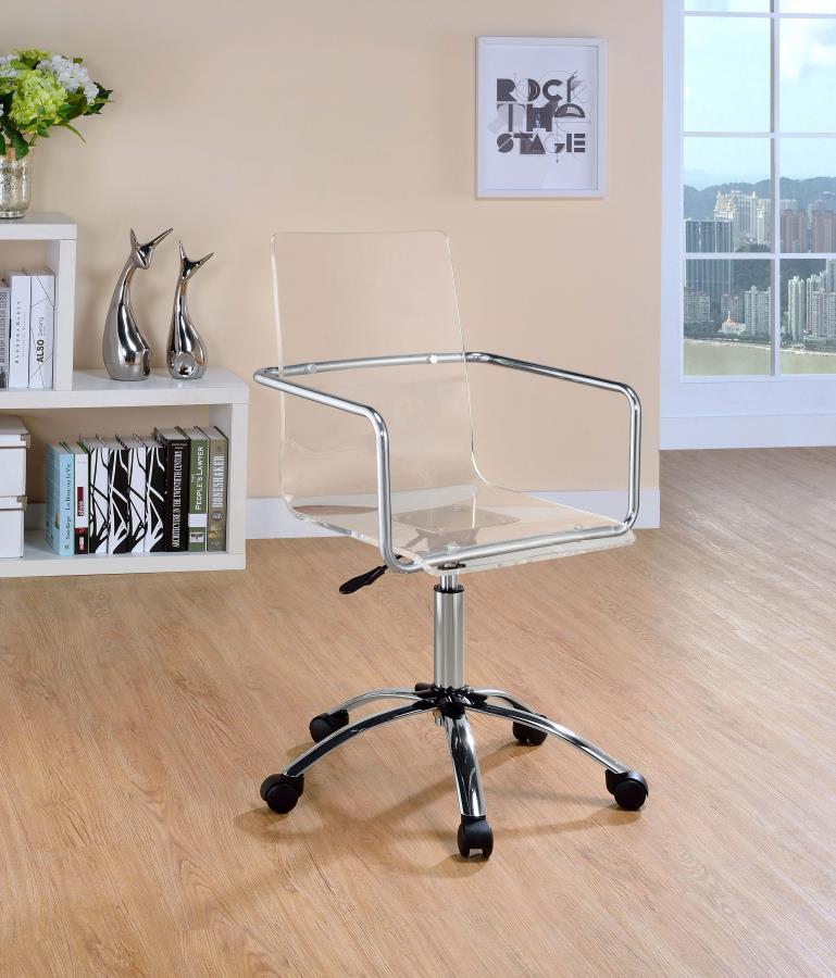 Amaturo - Acrylic Adjustable Home Office Desk Chair - Clear Swivel Chairs by CoasterEssence - Walls Furniture & Mattress