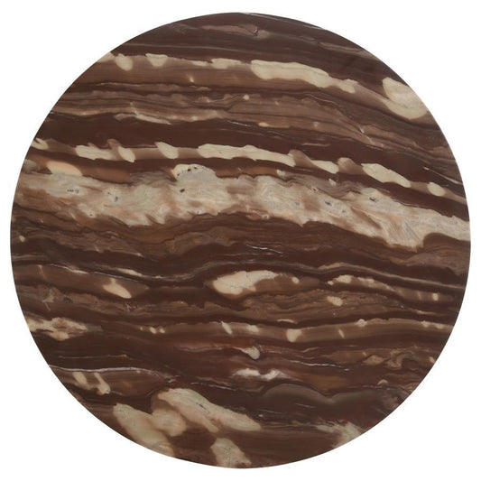 Latifa - Round Marble Top Accent Side Table - Red And Black Side Tables by CoasterEssence - Walls Furniture & Mattress