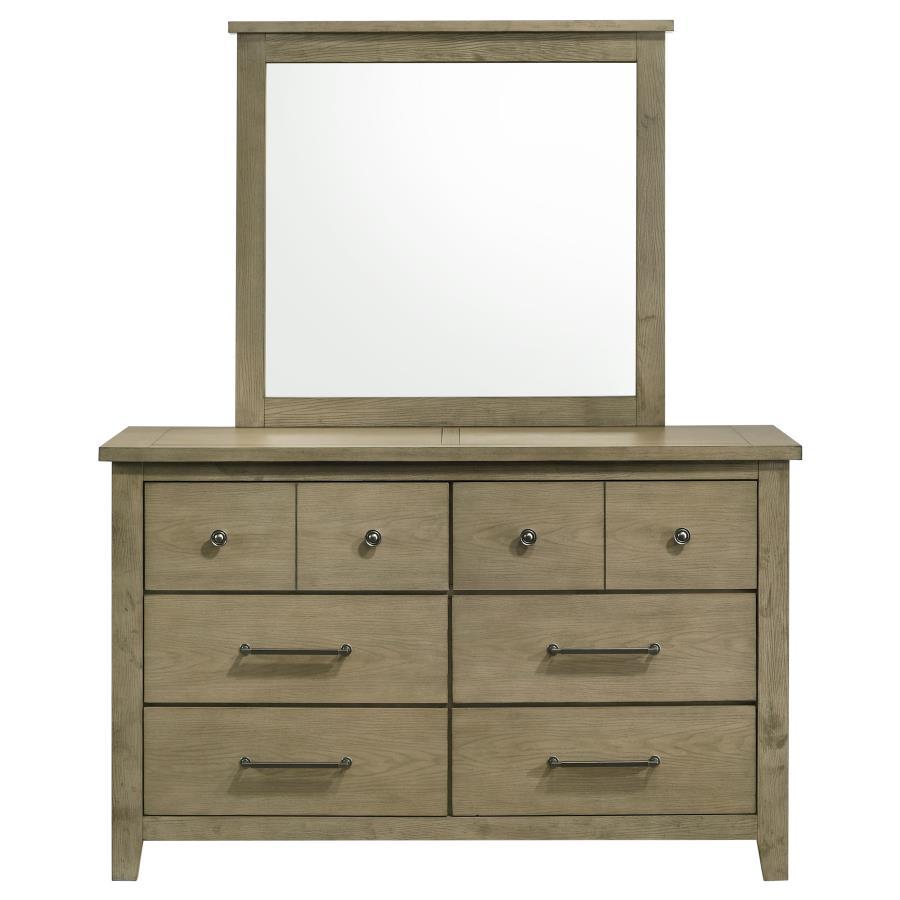 Hazlewood - 6 - Drawer Bedroom Dresser With Mirror - Vineyard Oak Dresser & Mirror by Coaster Fine Furniture - Walls Furniture & Mattress
