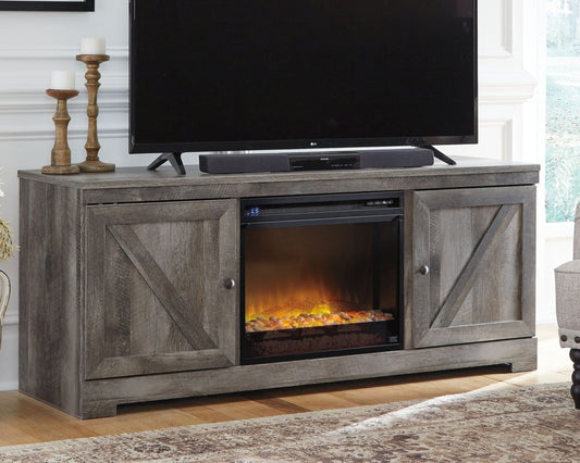 Wynnlow - 63" TV Stand With Glass/Stone Fireplace Insert - Gray Fireplace TV Stands by Signature Design by Ashley® - Walls Furniture & Mattress