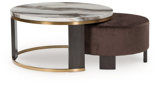 Jazmore - Nesting Cocktail Tables (Set of 2) - Brown / Brass Finish Nesting Tables by Signature Design by Ashley® - Walls Furniture & Mattress