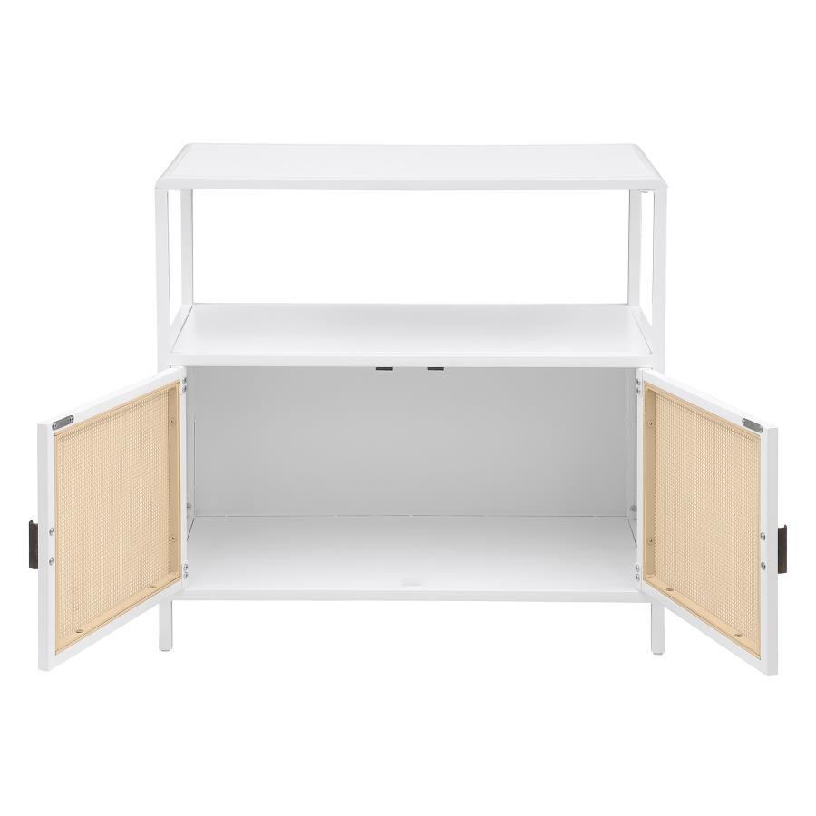 Amherst - 2 - Door Radio Weave Cane Metal Accent Cabinet Accent Cabinets by Coaster Fine Furniture - Walls Furniture & Mattress