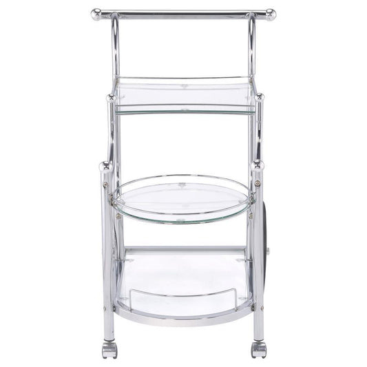 Sarandon - 3 - Tier Glass Shelf Metal Bar Cart - Chrome Bar Carts by CoasterEveryday - Walls Furniture & Mattress