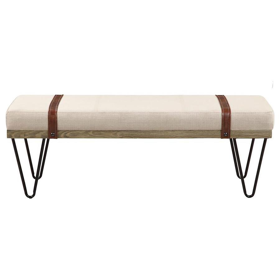 Austin - Fabric Upholstered Accent Bench - Beige Upholstered Benches by CoasterEssence - Walls Furniture & Mattress