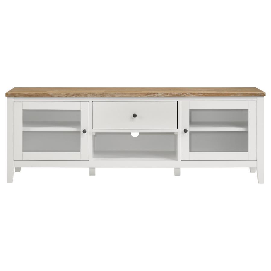 Hollis - 2 Door Wood TV Stand With Drawer - Brown And White TV Stands by Coaster Fine Furniture - Walls Furniture & Mattress