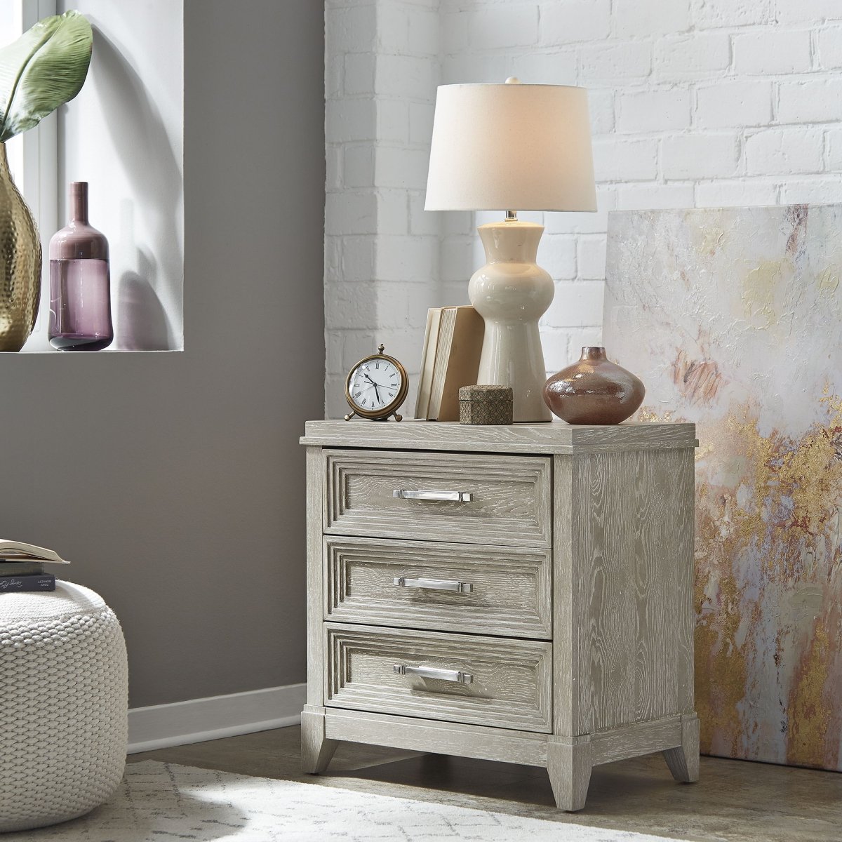 Belmar - 3 Drawer Nightstand - Washed Taupe Accent Nightstands by Liberty Furniture - Walls Furniture & Mattress