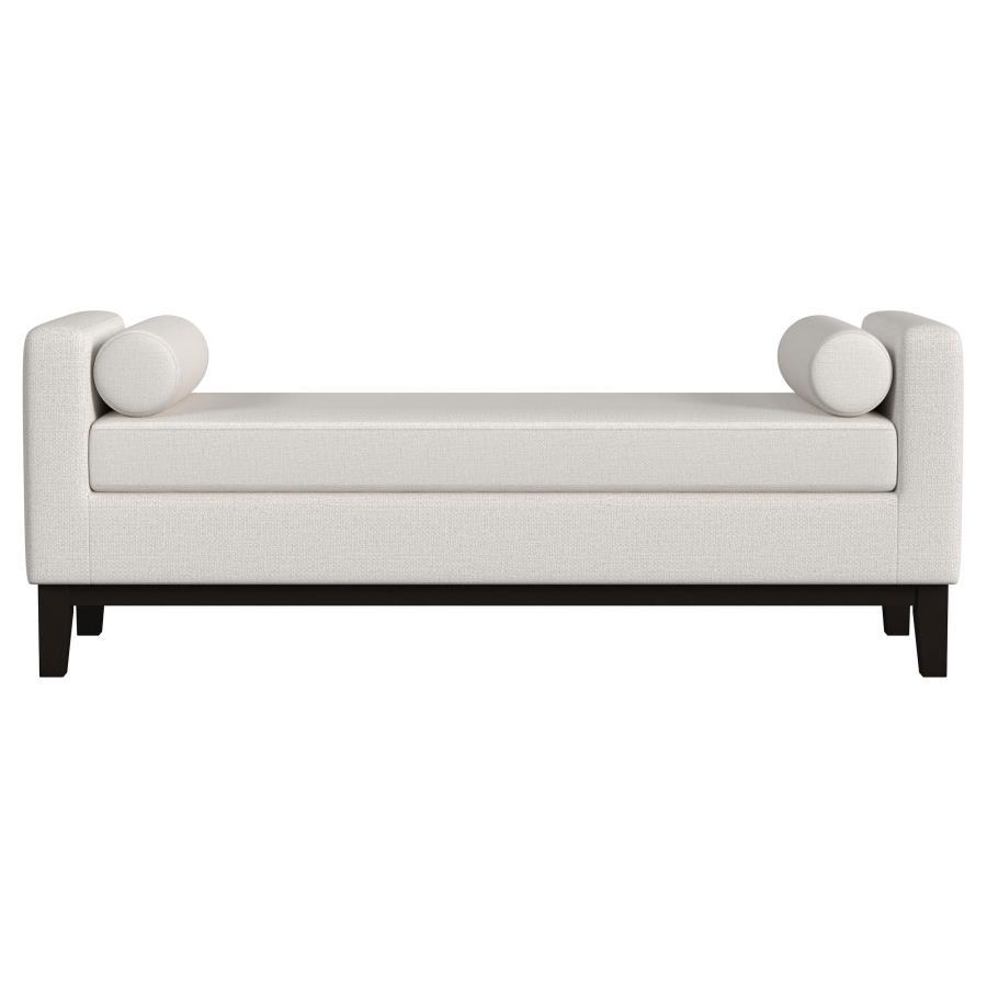 Rosie - Upholstered Accent Bench With Armrests - Vanilla Upholstered Benches by Coaster Fine Furniture - Walls Furniture & Mattress