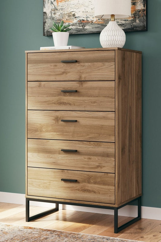 Deanlow - Five Drawer Chest - Honey Accent Chests by Signature Design by Ashley® - Walls Furniture & Mattress