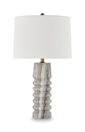 Desmont - Marble Table Lamp - White / Beige / Gray Table Lamps by Signature Design by Ashley® - Walls Furniture & Mattress