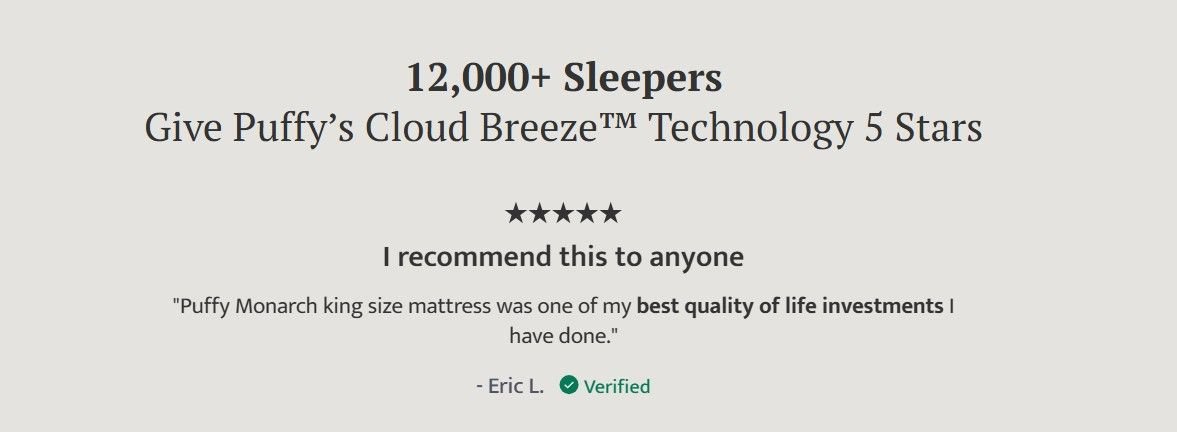 Puffy Monarch King Mattress Hybrid Hybrid Mattresses by Puffy - Walls Furniture & Mattress