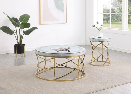 Elise - Round Mirror Top Coffee Table Set Table Sets by Coaster Fine Furniture - Walls Furniture & Mattress