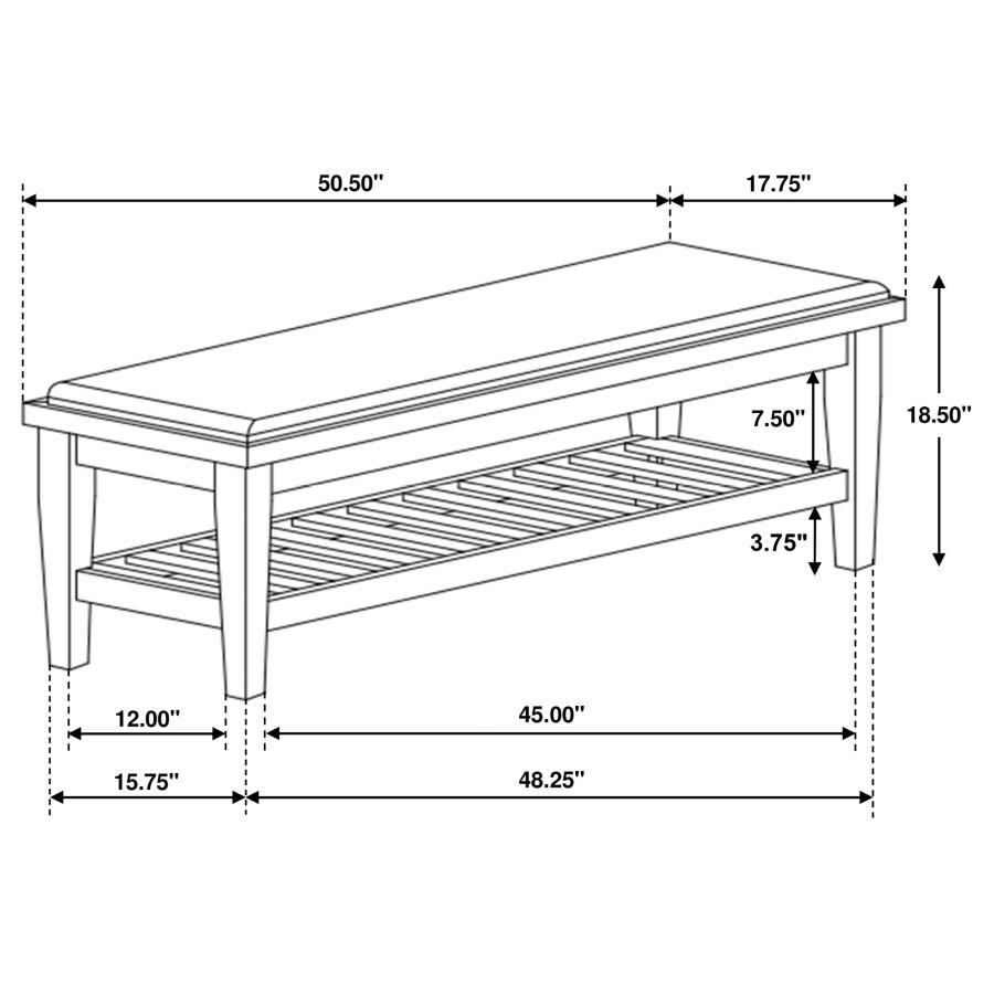 Franco - Fabric Upholstered Bench With Shelf Upholstered Benches by CoasterEssence - Walls Furniture & Mattress