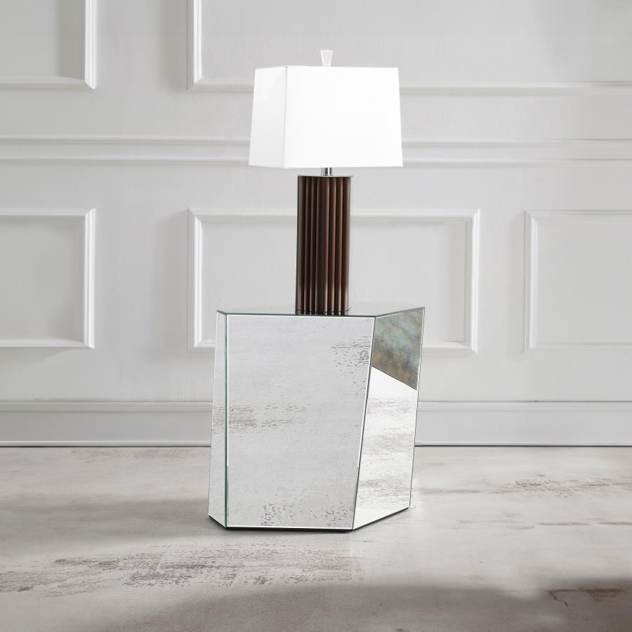 Capella - Mirrored Abstract Geometric End Table - Silver End Tables by Coaster Fine Furniture - Walls Furniture & Mattress