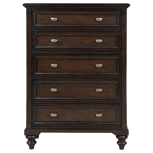Andover - 5 - Drawer Chest Of Drawers - Dark Oak Accent Chests by Coaster Fine Furniture - Walls Furniture & Mattress