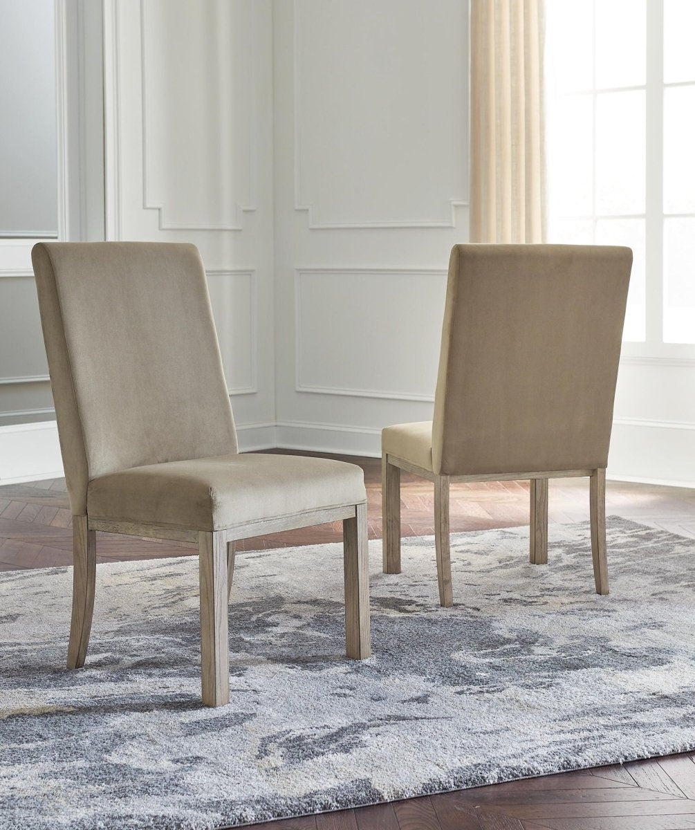 Chrestner - Dining UPH Side Chair (Set of 2) - Gray / Brown Chair Sets by Signature Design by Ashley® - Walls Furniture & Mattress