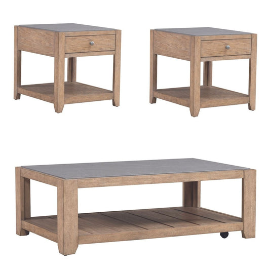 Millstone - 3 Piece Set (1 Cocktail 2 End Tables) - Light Brown Table Sets by Liberty Furniture - Walls Furniture & Mattress