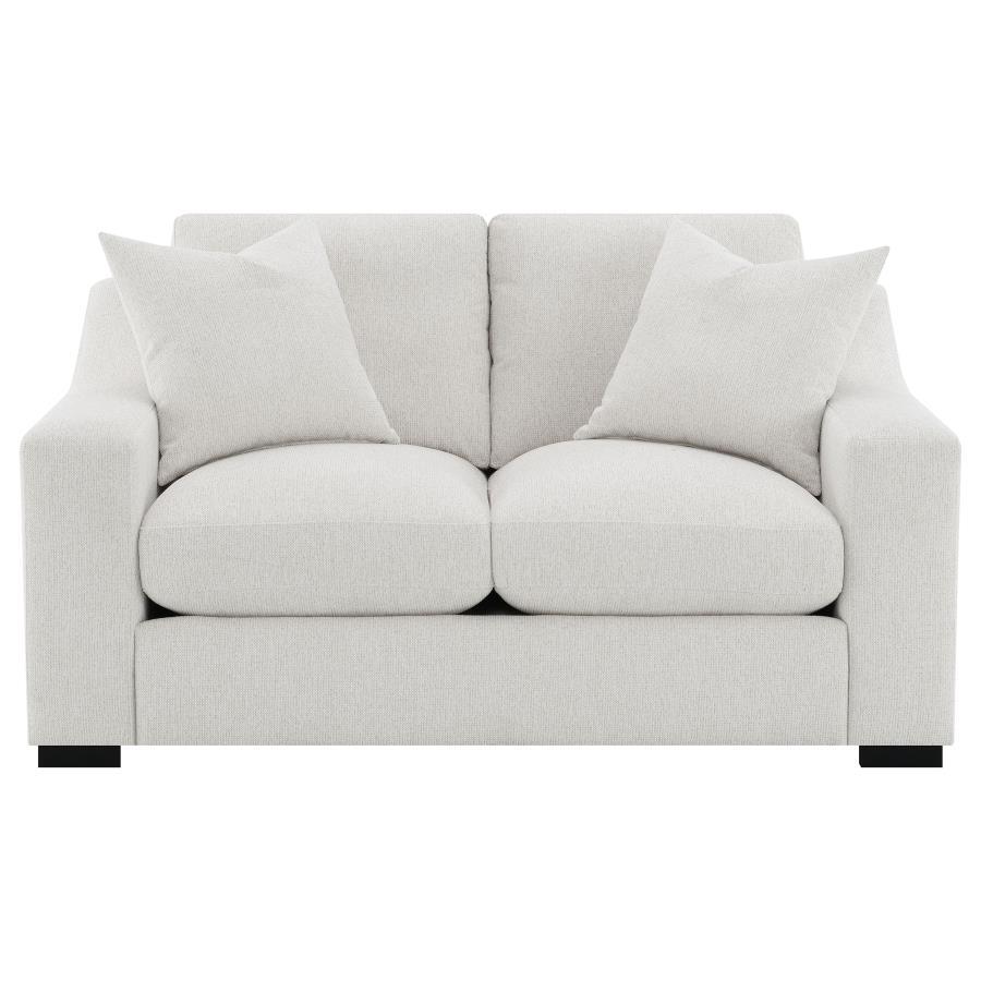 Ashlyn - Fabric Upholstered Track Arm Loveseat - Sand Stationary Loveseats by Coaster Fine Furniture - Walls Furniture & Mattress