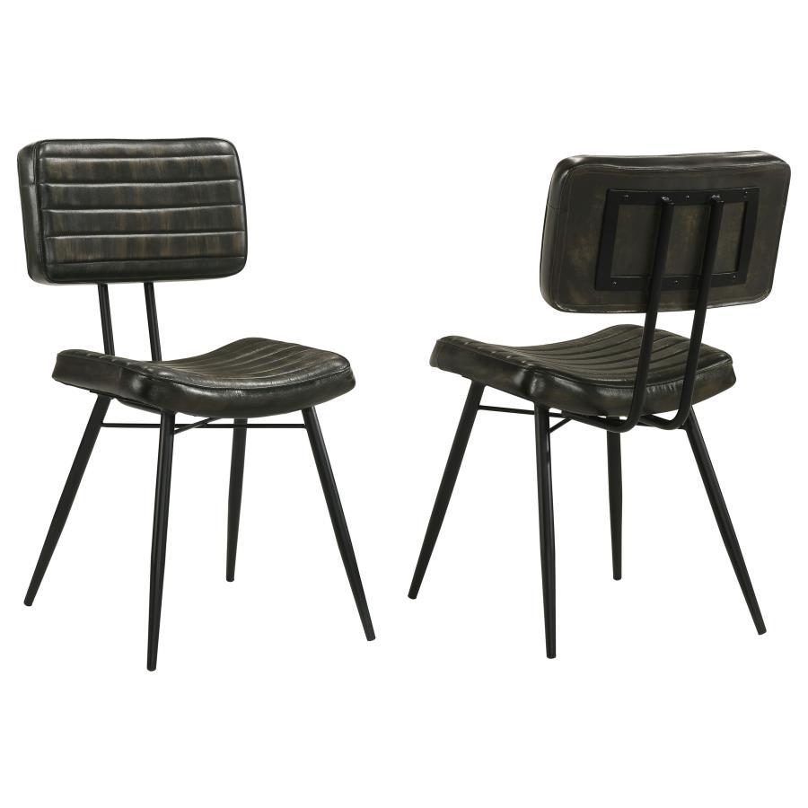 Misty - Leather Upholstered Dining Chair (Set of 2) - Espresso Chair Sets by CoasterEssence - Walls Furniture & Mattress