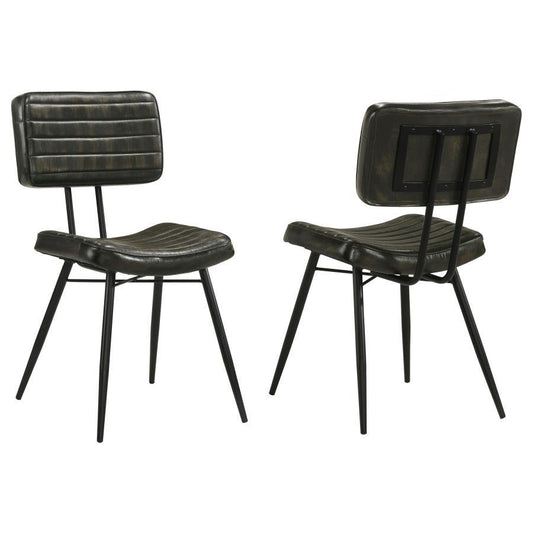 Misty - Leather Upholstered Dining Chair (Set of 2) - Espresso Chair Sets by CoasterEssence - Walls Furniture & Mattress