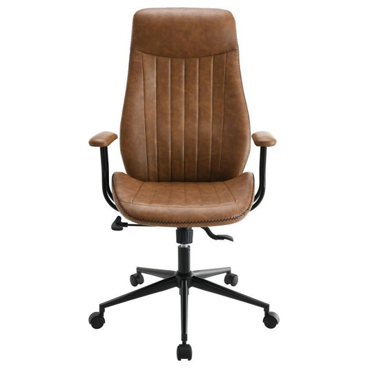 Ranger - Upholstered Adjustable Home Office Desk Chair - Brown Swivel Chairs by CoasterEveryday - Walls Furniture & Mattress