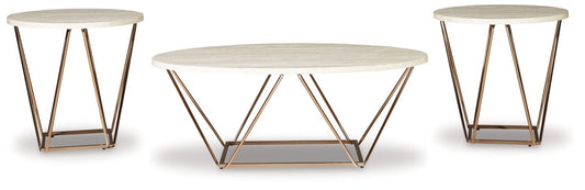 Tarica - Occasional Table Set (Set of 3) - White / Metallic Table Sets by Signature Design by Ashley® - Walls Furniture & Mattress