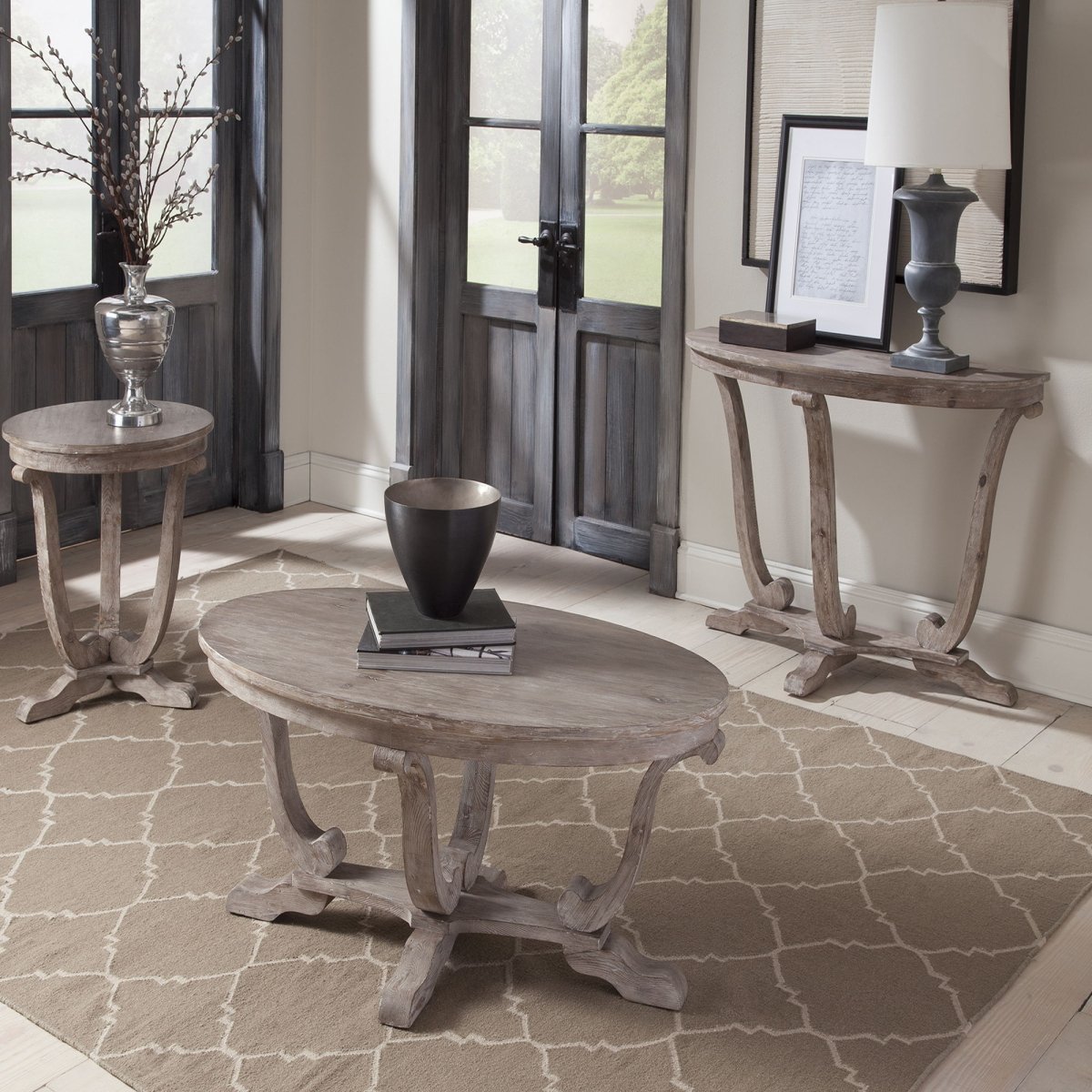 Graystone Mill - 3 Piece Table Set (1 Cocktail 2 End Tables) - Light Brown Table Sets by Liberty Furniture - Walls Furniture & Mattress