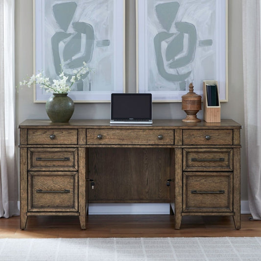 Carolina Park - Jr Executive Credenza - Brown Credenzas by Liberty Furniture - Walls Furniture & Mattress