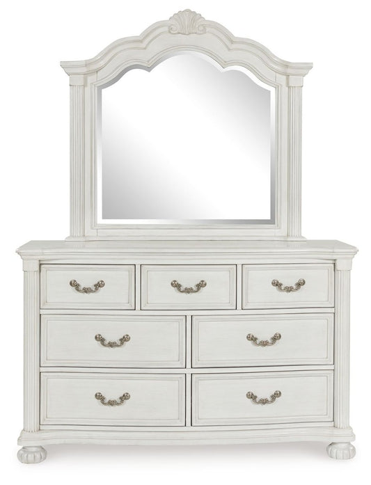 Montelaine - Dresser And Mirror - Antique White Dresser & Mirror by Benchcraft® - Walls Furniture & Mattress