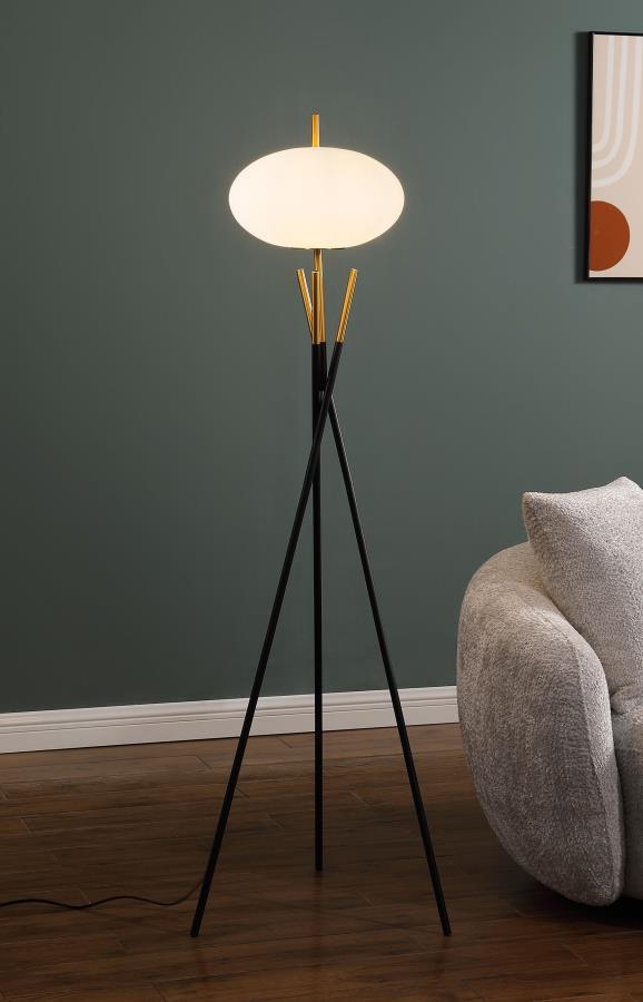 Layton - White Orb Shade Tripod Floor Lamp - Black Floor Lamps by Coaster Fine Furniture - Walls Furniture & Mattress