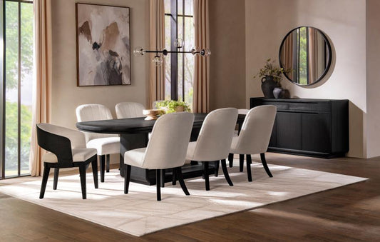 Leandro - 9 Piece Rectangular Dining Table Set - Cream / Burnished Black 8 + Piece Dining Room Sets by Coaster Fine Furniture - Walls Furniture & Mattress