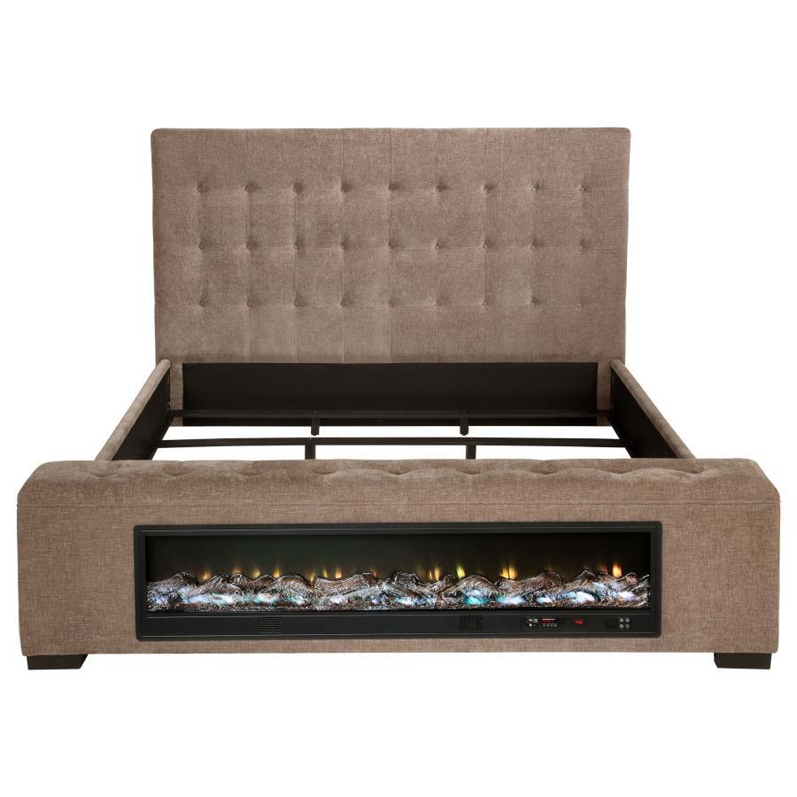 Senna - Upholstered Audio Flame Visualizer Bed Upholstered Beds by Coaster Fine Furniture - Walls Furniture & Mattress