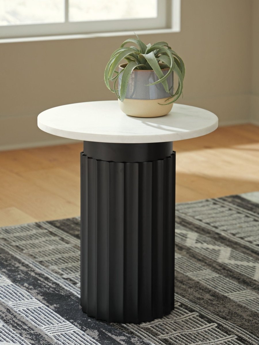 Wainstone - Black / White - Accent Table Accent Tables by Signature Design by Ashley® - Walls Furniture & Mattress