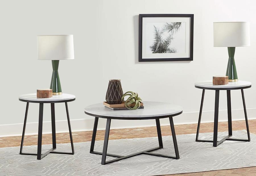 Hugo - Faux Marble Coffee Table Set Table Sets by Coaster Fine Furniture - Walls Furniture & Mattress
