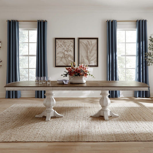 Magnolia Manor - Double Pedestal Table - White Dining Tables by Liberty Furniture - Walls Furniture & Mattress