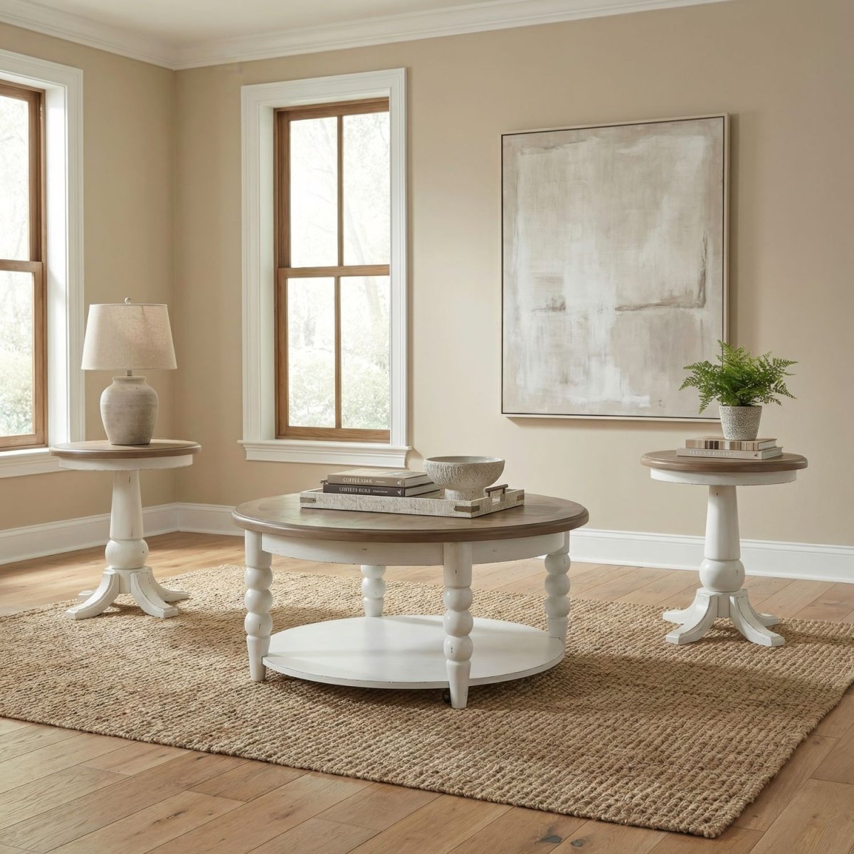 Turnberry Park - Opt 3 Piece Set (Cocktail Table And 2 End Tables) - Washed White Table Sets by Liberty Furniture - Walls Furniture & Mattress