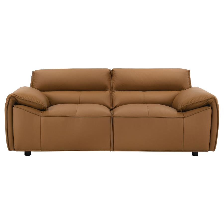 Buxton - Top Grain Leather Upholstered Loveseat Stationary Loveseats by Coaster Fine Furniture - Walls Furniture & Mattress