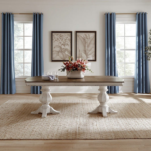 Magnolia Manor - Double Pedestal Table - White Dining Tables by Liberty Furniture - Walls Furniture & Mattress