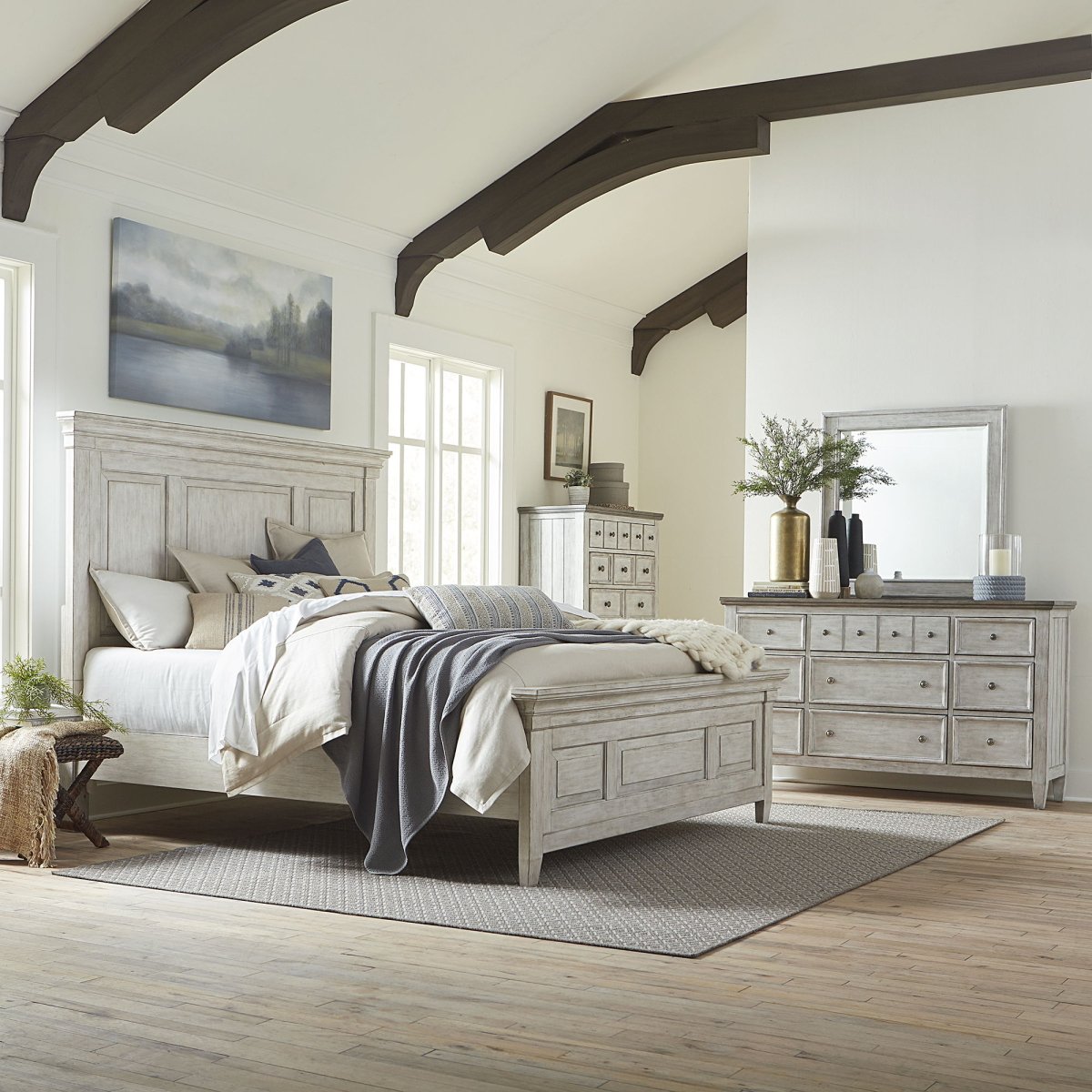 Heartland - Panel Bed, Dresser & Mirror 4 Piece Bedroom Sets by Liberty Furniture - Walls Furniture & Mattress