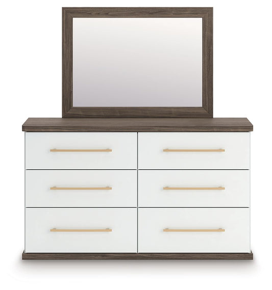 Kendanport - 4 Pc. - King Platform Bed, Dresser, Mirror And Nightstand - Brown / White 4 Piece Bedroom Sets by Signature Design by Ashley® - Walls Furniture & Mattress
