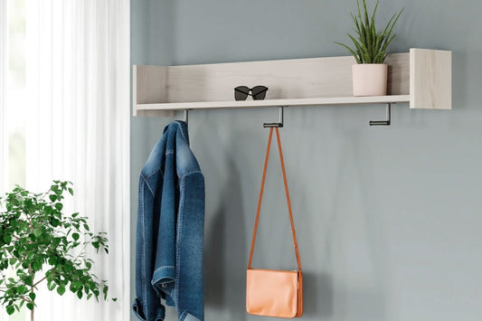 Socalle - Wall Mounted Coat Rack w/Shelf - Light Natural Wall Mounted Coat Racks by Signature Design by Ashley® - Walls Furniture & Mattress