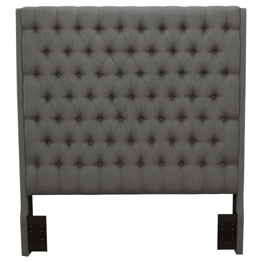Camille - Upholstered California King Panel Headboard - Gray Upholstered Headboards by CoasterEssence - Walls Furniture & Mattress