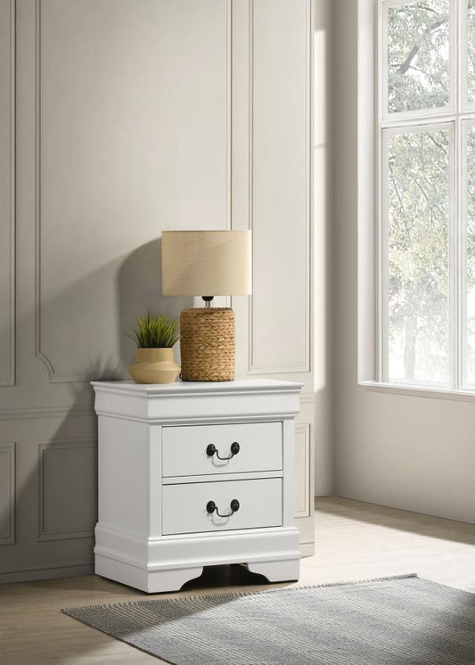 Louis Philippe - 2 - Drawer Nightstand Bedside Table - White Accent Nightstands by Coaster Fine Furniture - Walls Furniture & Mattress