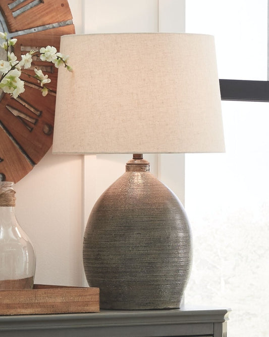 Joyelle - Terracotta Table Lamp - Gray Table Lamps by Signature Design by Ashley® - Walls Furniture & Mattress