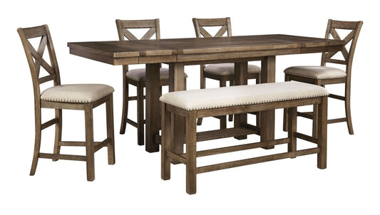 Moriville - Rectangular Dining Room Counter Extension Table - Grayish Brown Counter Tables by Signature Design by Ashley® - Walls Furniture & Mattress